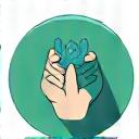 Insignia de 'Ayudante Activo' con un ícono de manos unidas