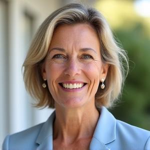 Anamaria García, instructora de mindfulness, sonriendo amablemente