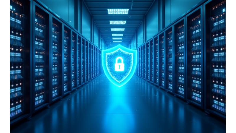 Sistema de servidores protegidos con múltiples capas de seguridad, cifrado y un equipo de monitoreo, todo en un entorno digital tranquilo.