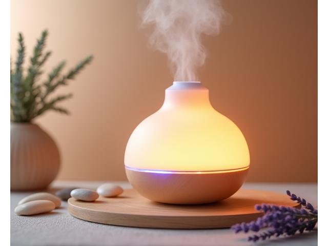 Difusor de aceites esenciales con vapor suave y luces tenues