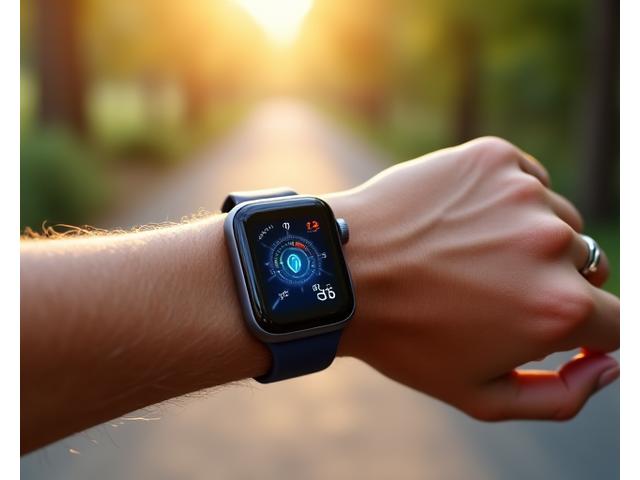 Smartwatch moderno en una muñeca monitoreando la frecuencia cardíaca